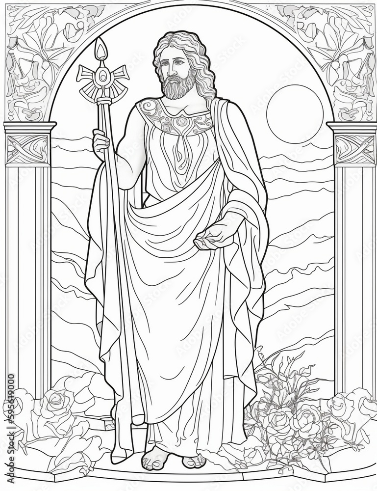 Fototapeta premium Greek mythology coloring page , ai , generative ai 