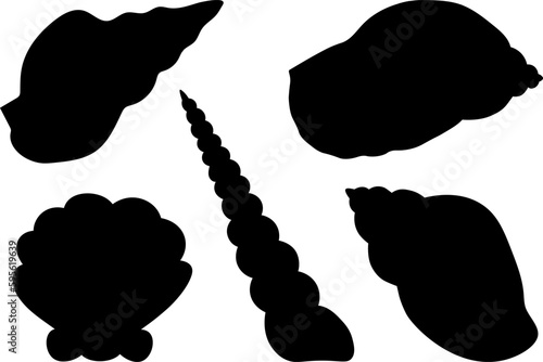 Set sea shells silhouette vector illustration