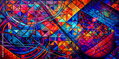 Retro Modern Art Grafik Paintbrush Malerei Illustration Digital Art Wandbild Hintergrund (Generative AI) Background Kunst Gemälde photo