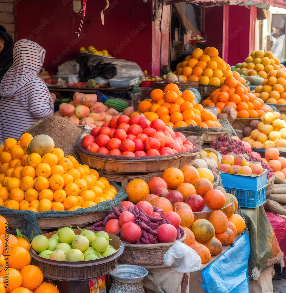 excitement of exploring the vibrant street markets of Marrakech, capturing the unique sights, sounds, and flavors of this bustling Moroccan city, ai