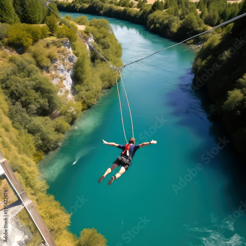 Capture the thrill of bungee jumping, ai