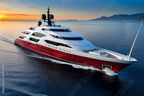 The Superyacht's Radiant Evening Glow. Illustrations of Superyacht's at night. © Fhahry