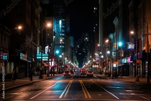 Cityscapes at night, Photos of iconic landmarks street (Ai generated)
