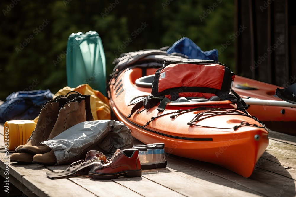Kayak Equipment for Your Next Adventure, Explore the Outdoors (Ai generated)