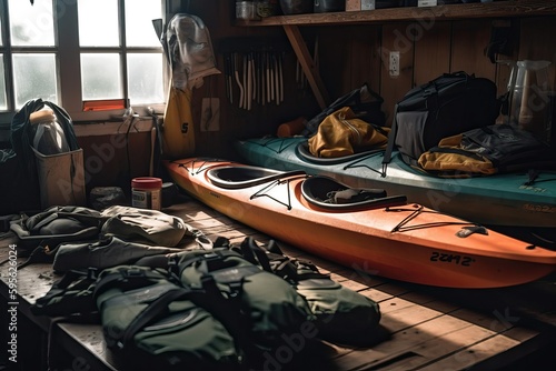 Kayak Equipment for Your Next Adventure, Explore the Outdoors (Ai generated)