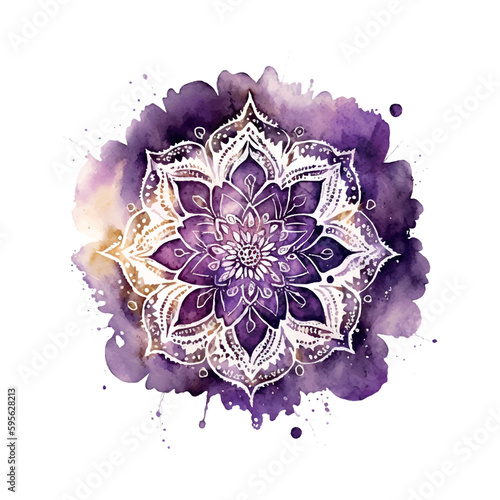 Sahasrara chakra mandala watercolor vector Illustration isolated