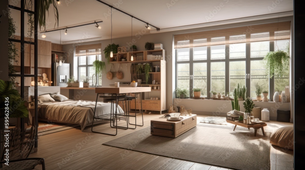 Fototapeta premium Country interior design room with beautiful lightning generative ai