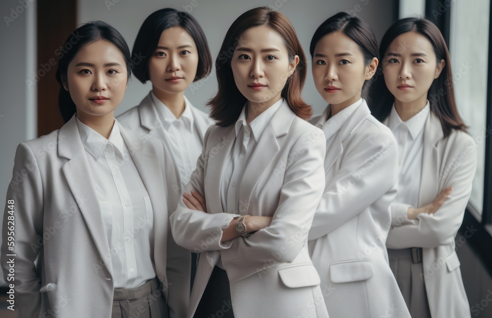 Group of confident asian female executives ,looking at the camera. Generative AI Group of confident asian female executives ,looking at the camera. Generative AI