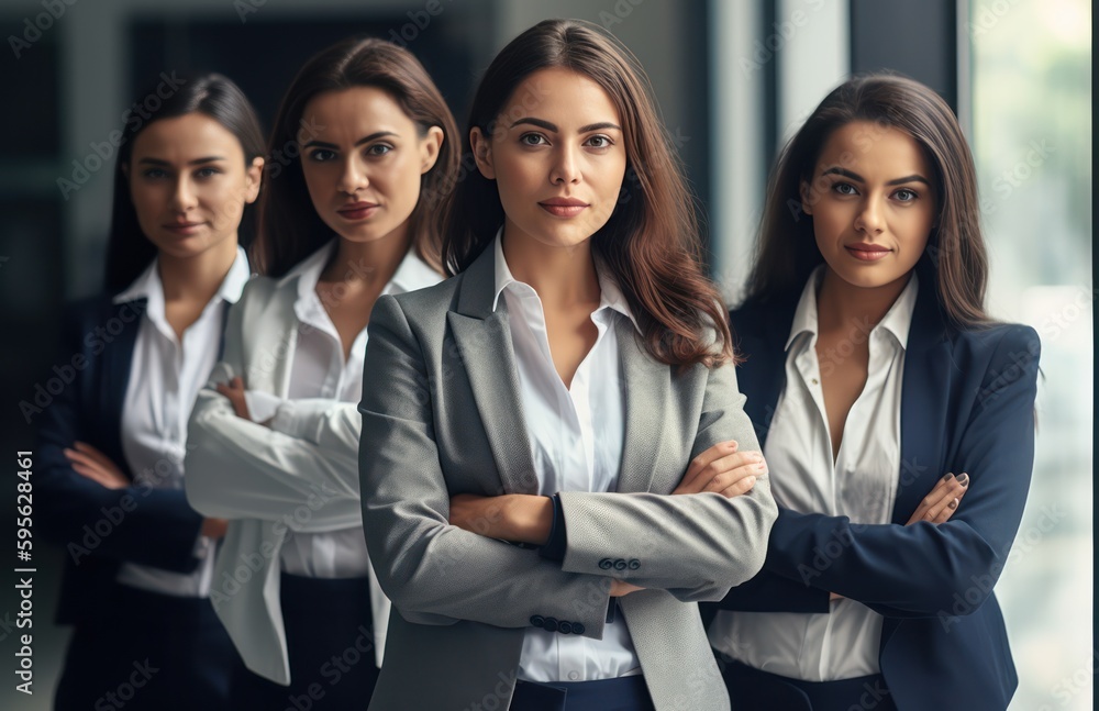 Group of confident female executives ,looking at the camera. Generative AI Group of confident female executives ,looking at the camera. Generative AI