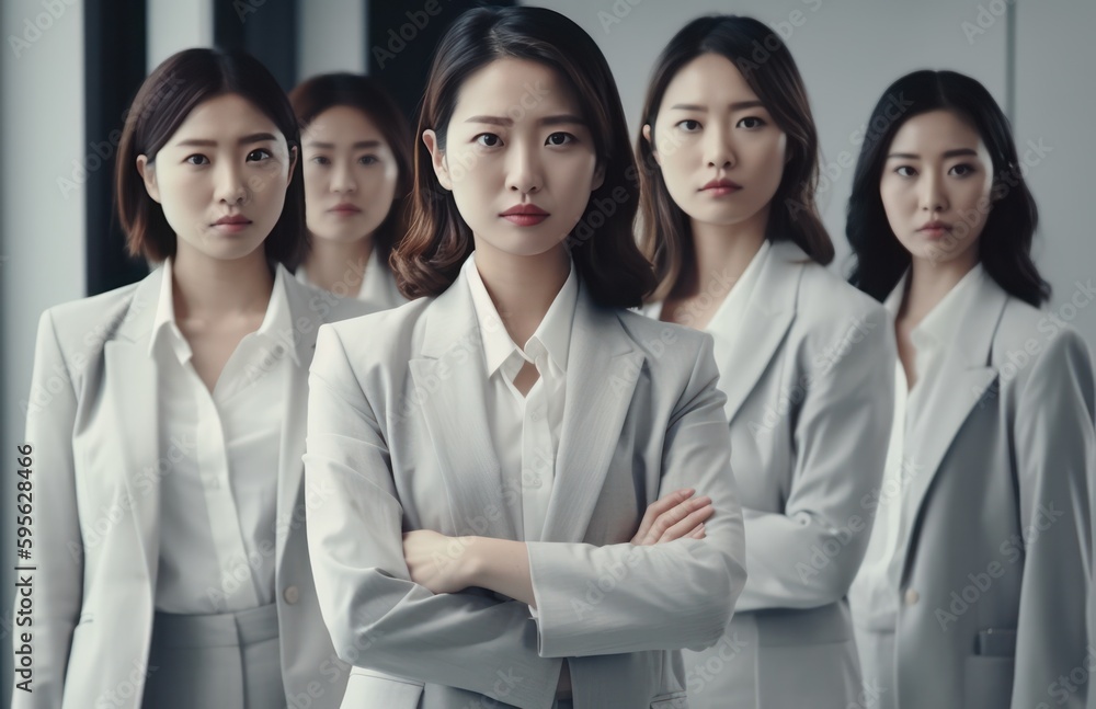 Group of confident asian female executives ,looking at the camera. Generative AI Group of confident asian female executives ,looking at the camera. Generative AI