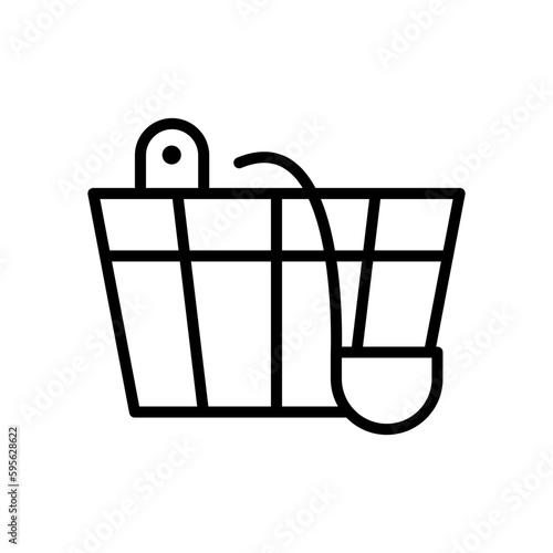 Sauna bucket outline vector icon isolated on white background. Sauna bucket line icon for web, mobile and ui design.