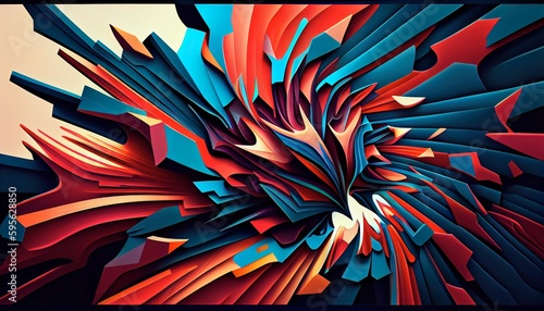 Vibrant Papercut Kaleidoscope Abstract Background, Energetic Shapes, Toon Shading, Flat Colors, Dynamic Poses, Soft Shadows, High-Res 8K, Real-Time Rendering, Bold Outlines. Generative AI