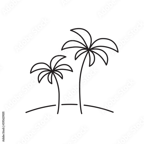 Arecaceae tree vector linear icon. Palm flat sign design. Palm oasis outline symbol pictogram. UX UI palm tree icon symbol outline sign 