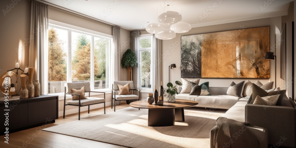 custom made wallpaper toronto digitalTransitional interior design room with beautiful lightning generative ai