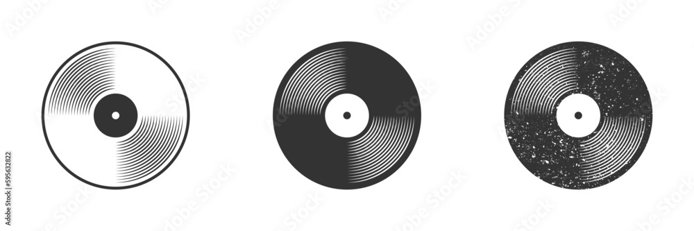 Vinyl plate disc icon. Vinyl record symbol. Vector illustration.