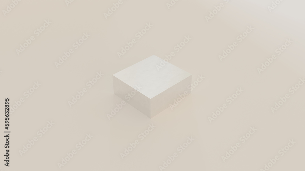 Isometric cube on a beige background, abstract, wallpaper, banner, cover. Place for text, mockup, copy space. 3d illustration. Minimal concept.	