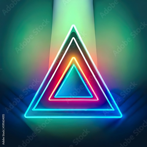 Neon-Dreiecksportal, glühende Linien, Tunnel, Korridor, virtuelle Realität, abstrakter Modehintergrund