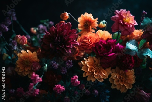 Bright and vibrant flowers. Generative AI © Khaled