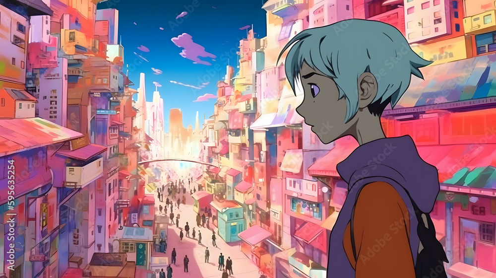 Futuristic Anime Girl in an Asian Metropolis Futuristic Anime Girl in an Asian Metropolis