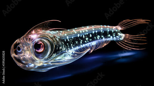 A Deep Sea Fish with Transparent Inside-Out Tentacles was created - Generative Ai.
