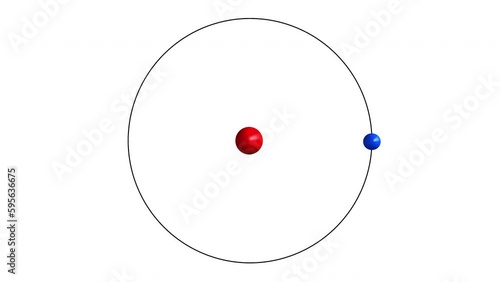3d render of atom structure of hydrogen isolated over white background
Protons are represented as red spheres, neutron as yellow spheres, electrons as blue spheres photo