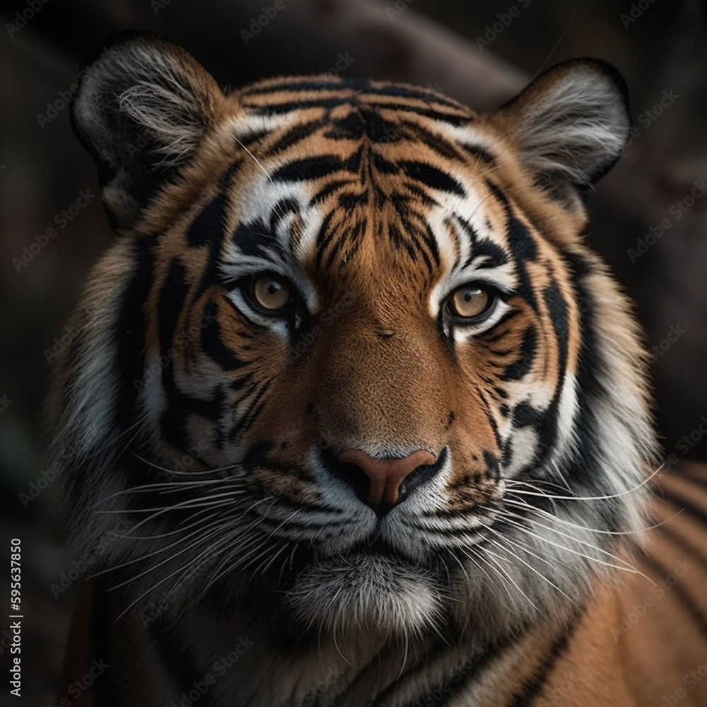 Fototapeta premium Tiger face close up ciematic