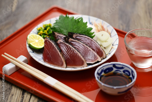 Katsuo no Tataki, seared bonito sashimi, Japanese cuisine