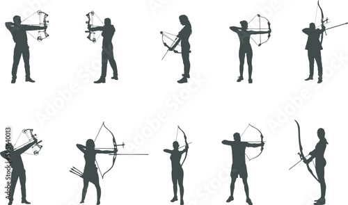 Archery silhouettes, Man archery silhouette , Woman archery silhouette photo