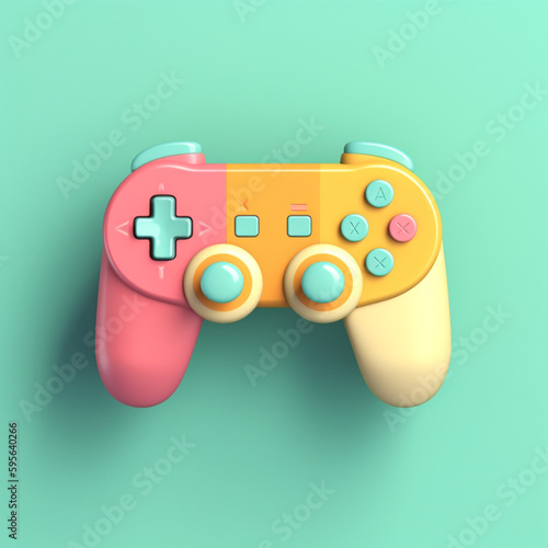 A cute gamepad depicted as a 3D icon with a round smooth , Generative AI