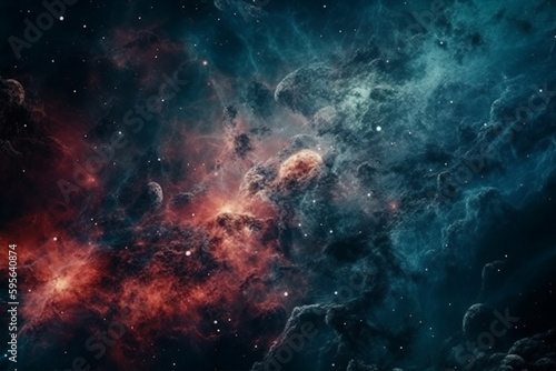 A space nebula with stars and nebula in the background, wallpaper, universe background with generative ai 