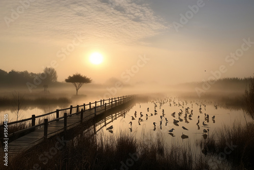 sunrise over the river