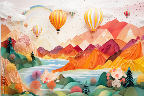 illustration of air balloon in the sky
