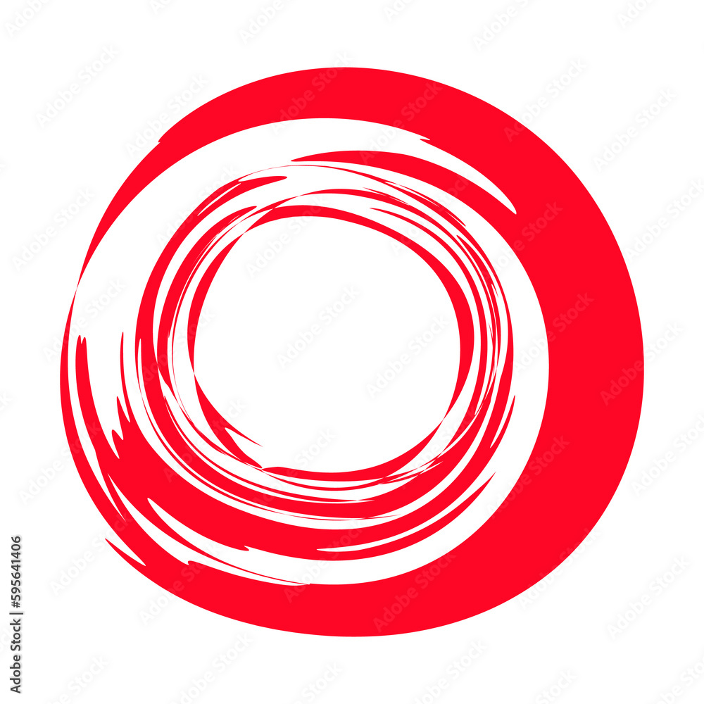 Hand painted grunge circle. Red round blob hand drawn with ink brush. Png clipart isolated on transparent background