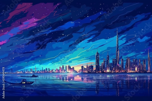 panorama of dubai city