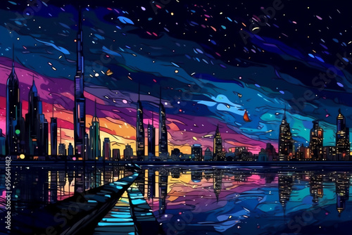 panorama of dubai city