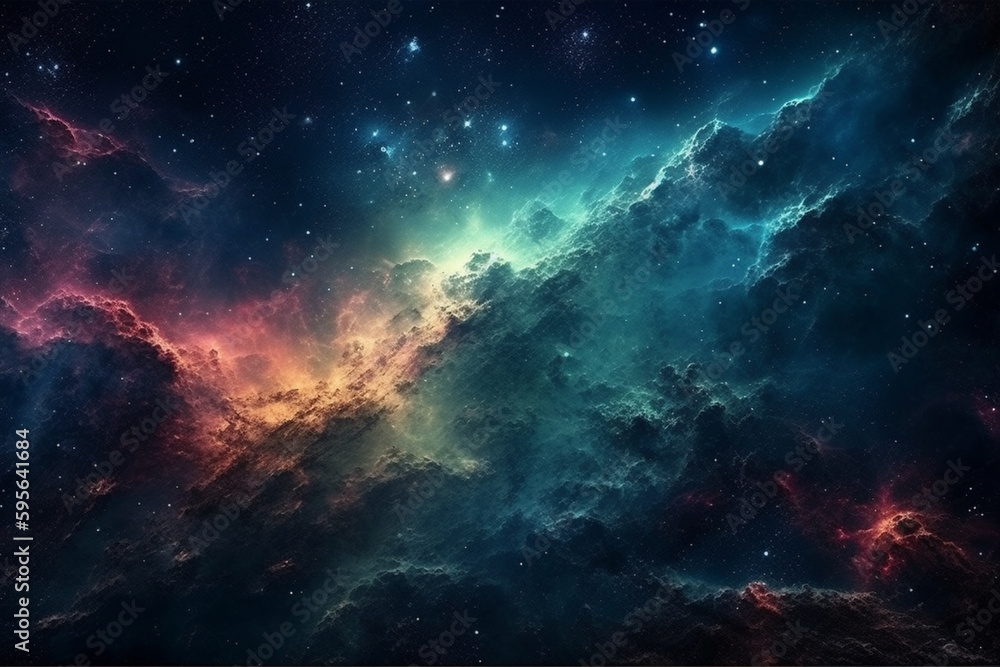 Fototapeta premium A space nebula with stars and nebula in the background, wallpaper, universe background with generative ai 