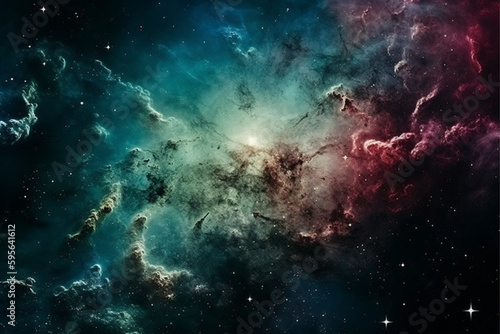 A space nebula with stars and nebula in the background, wallpaper, universe background with generative ai  © elchinarts