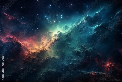 A space nebula with stars and nebula in the background, wallpaper, universe background with generative ai  © elchinarts