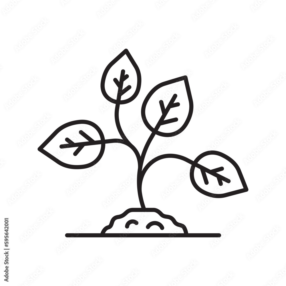 Planting vector line icon. Seedling flat sign design. Planting nature leaf symbol pictogram. UX UI isolated icon of seedling planting leaf. Linear icon outline seed symbol Planting vector line icon. Seedling flat sign design. Planting nature leaf symbol pictogram. UX UI isolated icon of seedling planting leaf. Linear icon outline seed symbol