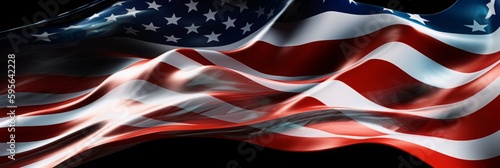 flowing american flag back background created with Generative AI technology