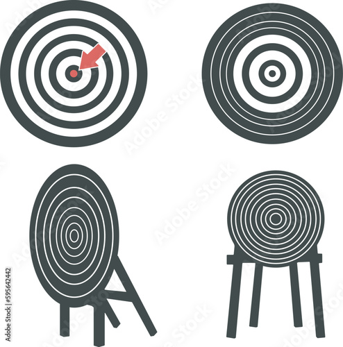 Archery target silhouette, Target silhouette, Archery bow and arrow vector