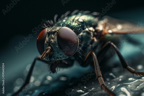A close-up of an AI-generated fly image. Generative AI