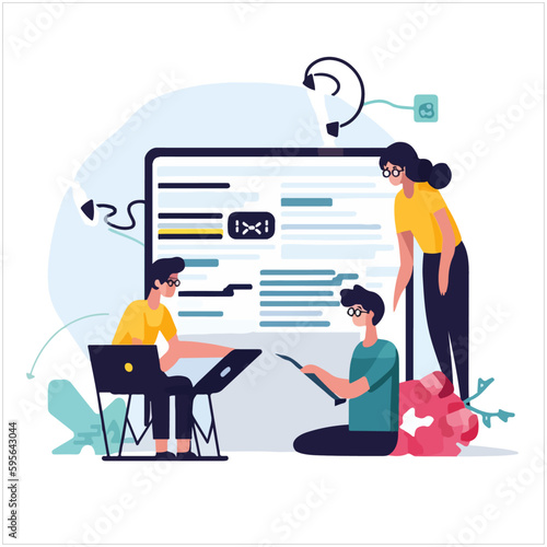 Team Writes Code Programming For App Or Website
