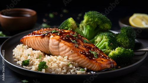 Grilled Salmon Fillet with Fresh Herbs and Lemon - A Delicious and Healthy Meal Option, generative AI
