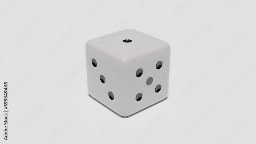 white dice isolated on white background. Render 3D. Turnaround.