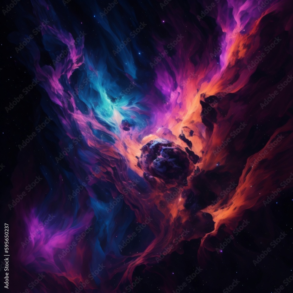 Fototapeta premium Nebula and galaxies in space. Abstract cosmos background. 