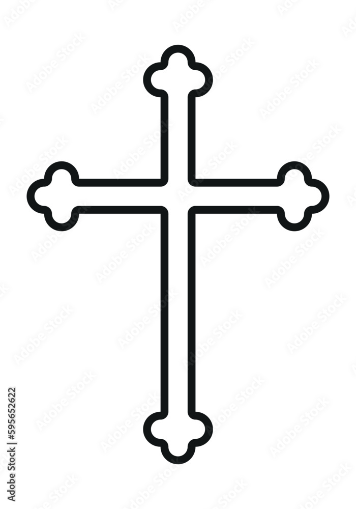 Christian cross, black and white vector silhouette illustration of religious cross shape, isolated on white Christian cross, black and white vector silhouette illustration of religious cross shape, isolated on white