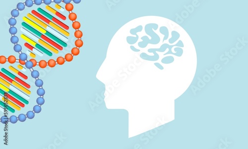 DNA structure and Brain image, health concept photo