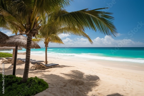Palm trees on the sandy beach © Luka