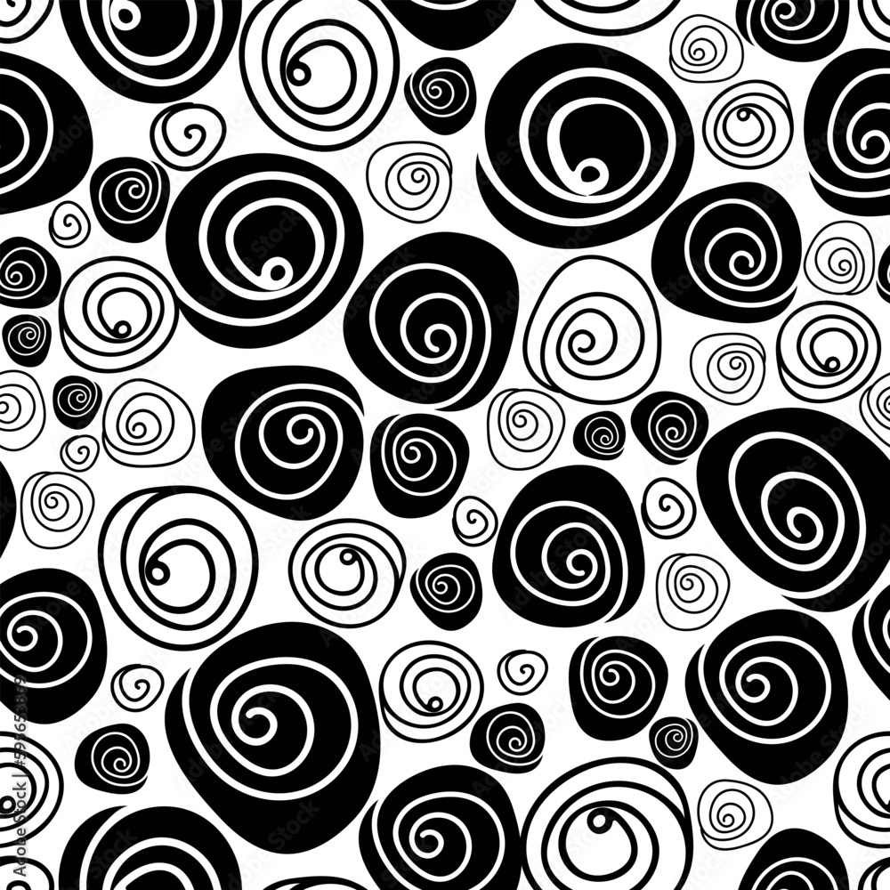 Simple boho black and white rose pattern with cute feminine doodle flowers Simple boho black and white rose pattern with cute feminine doodle flowers